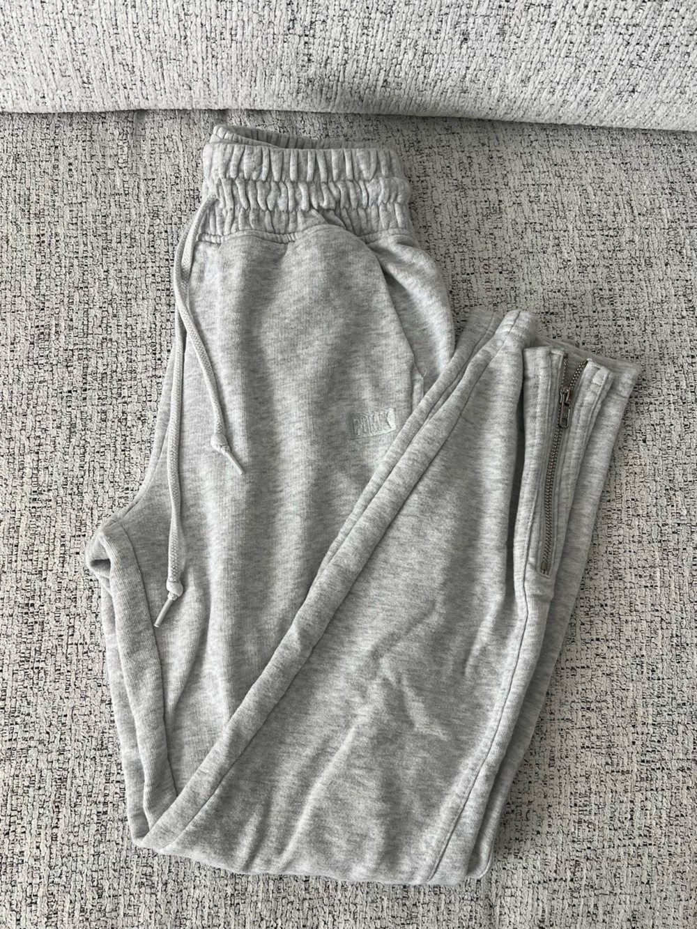 PINK Victoria’s Secret Grey Drawstring Sweatpants with Ankle Zips
